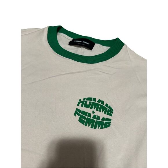 Homme + Femme LA Cream & Green Crew Neck Tee Size XXL - Picture 4 of 5
